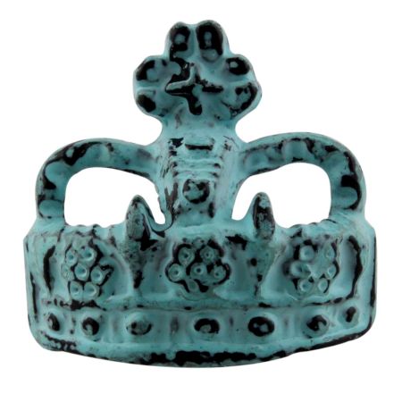 Antique Sea Green Crown Iron Dresser Knob